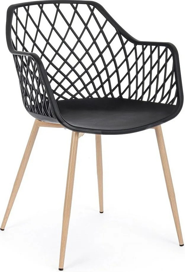 Zestaw 4 czarnych krzeseł z polipropylenu z metalowymi nogami - OPTIK