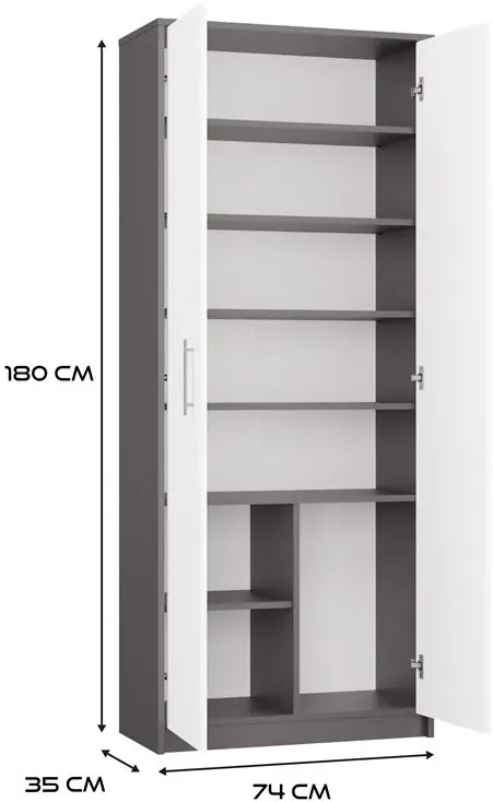 Nowoczesny regał biały + antracyt Z7-T32