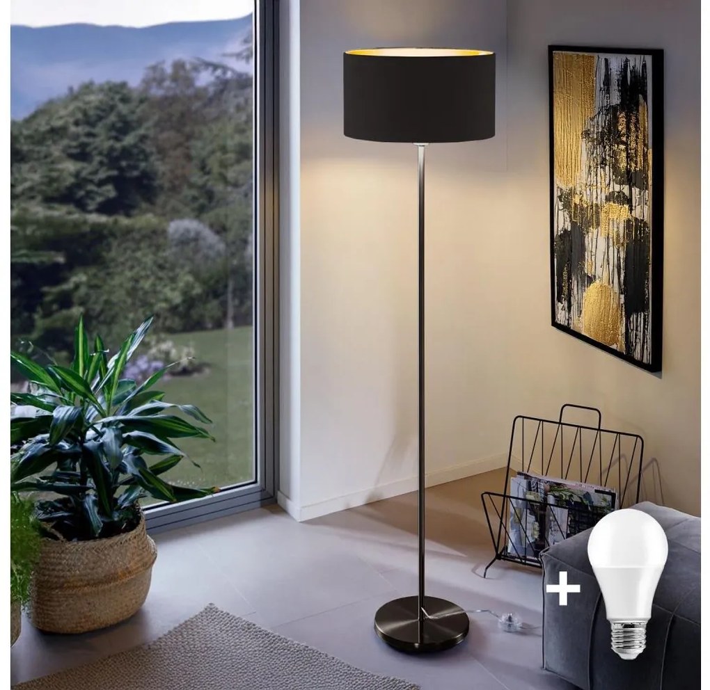 Lampa stojąca LED TUNJA 1xE27/20W/230V śr. 38 cm czarna
