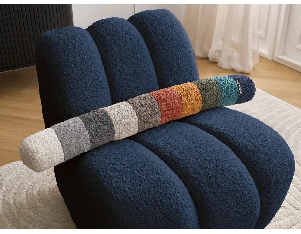 Ciemnoniebieski fotel z materiału bouclé Janissaire – Bobochic Paris