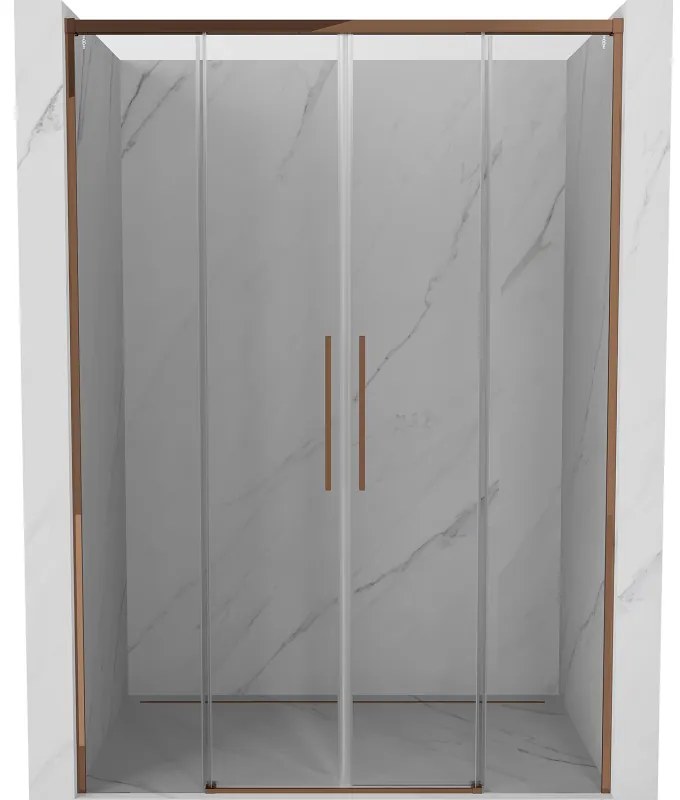 Mexen Rox drzwi prysznicowe rozsuwane 140 cm, transparent, różowe złoto - 8C2-140-002-60-00
