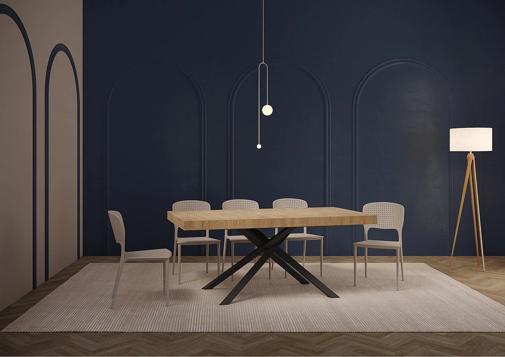 Stół rozkładany 160/264x90 cm Karida dąb naturalny nogi antracytowe