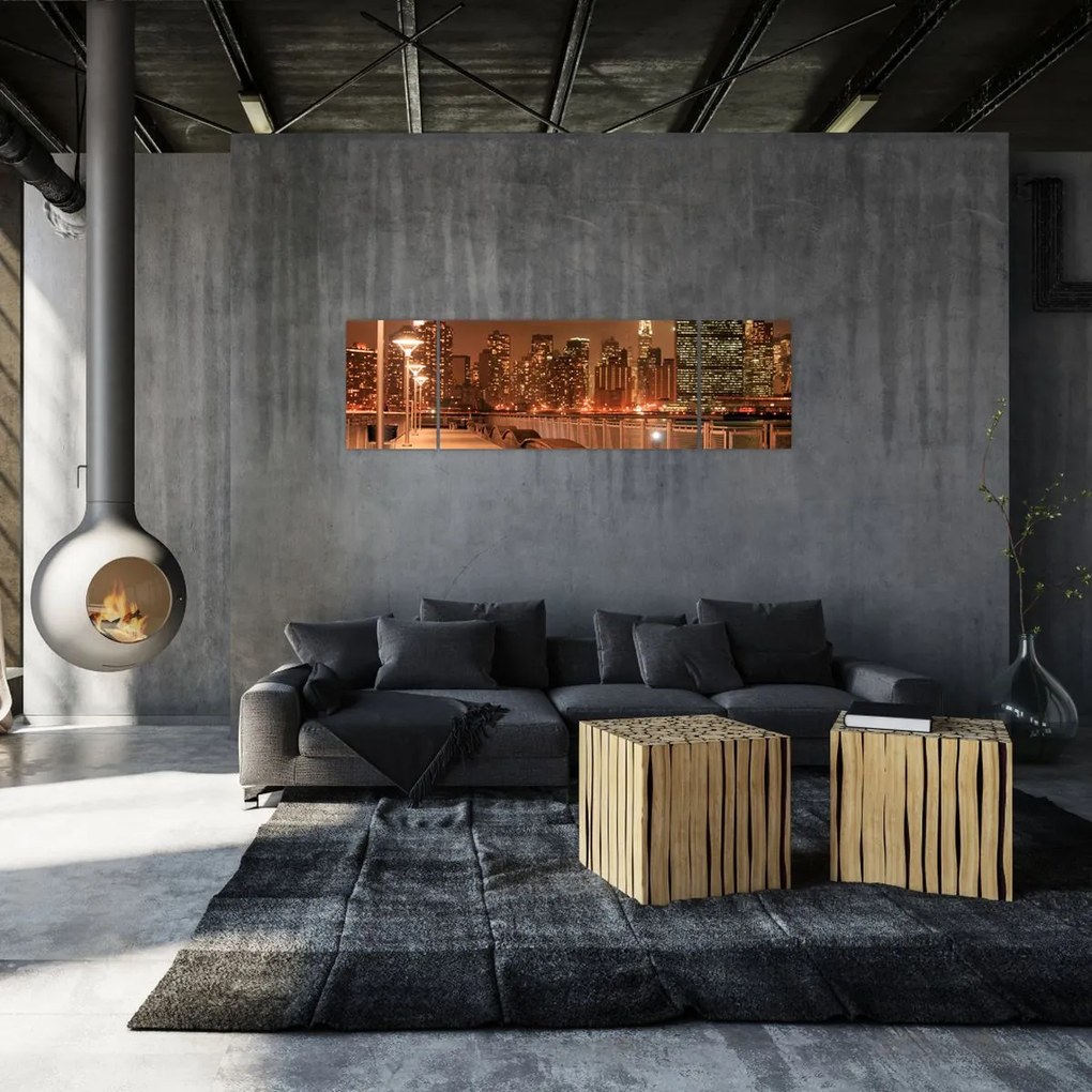 Obraz - Nocne miasto (170x50 cm)