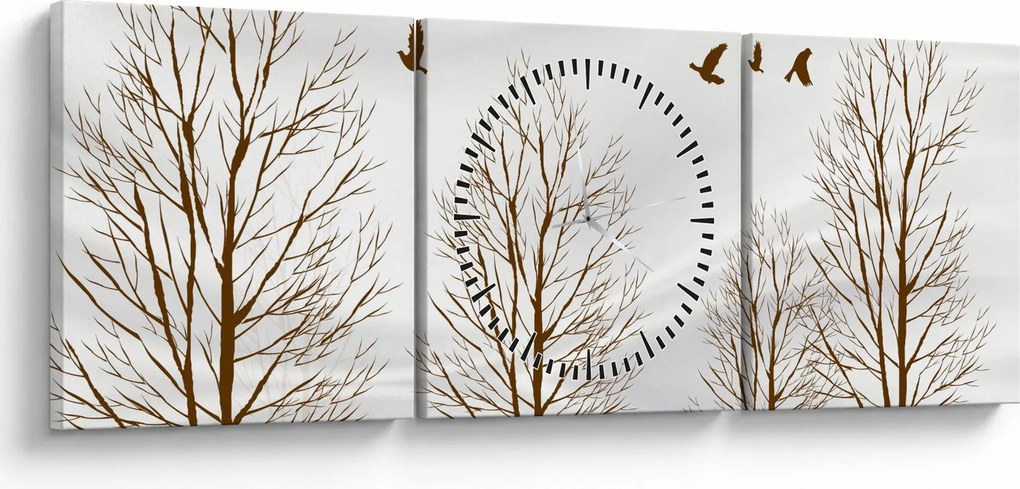 Obraz - Jeleń przed rzeką (z zegarem) (90x30 cm)