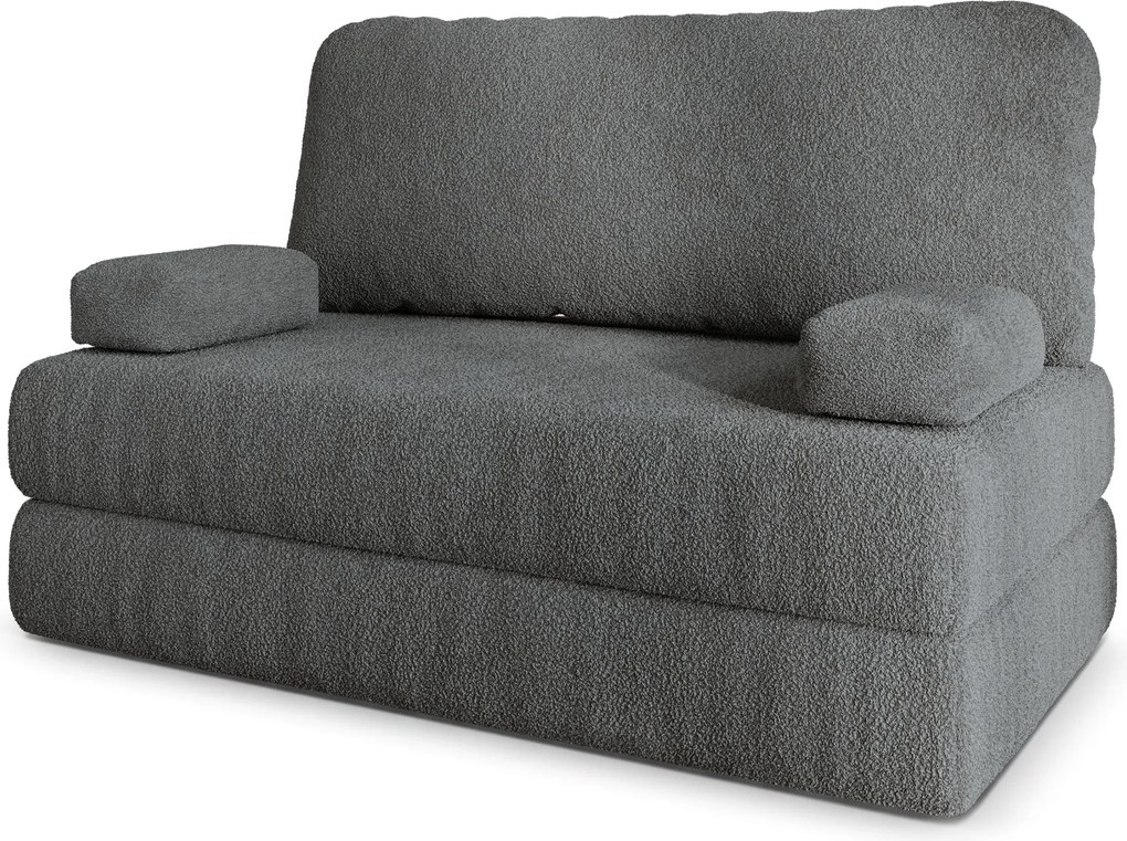 Masseno Sofa piankowa KESTE z funkcją spania, Kanapa z pianki do salonu, Bezmontażowa, Tkanina bucle – Szary QUELLE 92
