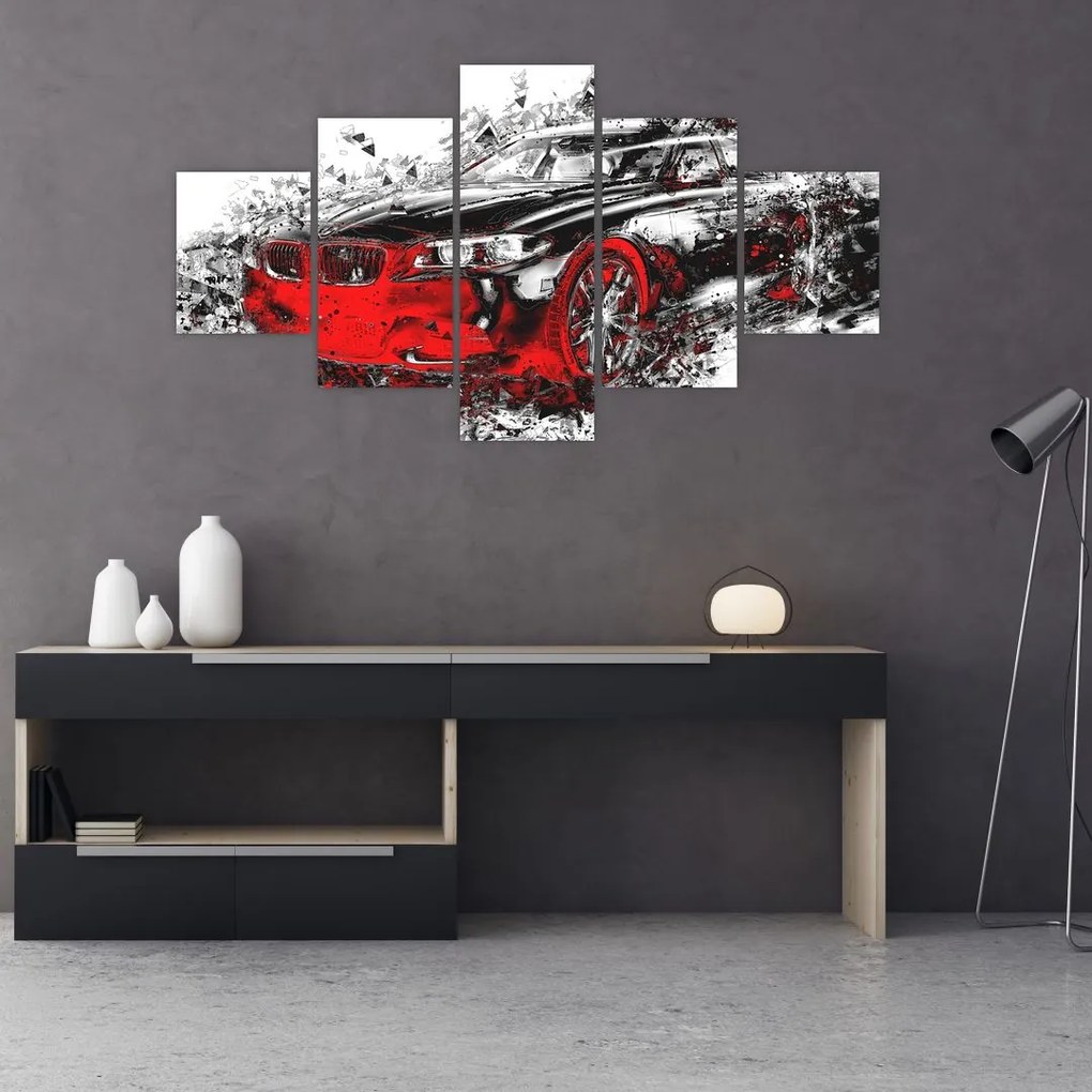 Obraz - Malowany samochód w akcji (125x70 cm)