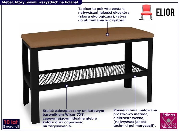 Siedzisko z metalowym stelażem w stylu loft czarny + ciemny beż - Sagal 4X