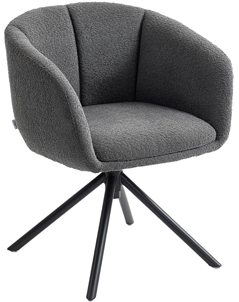 HOMCOM Fotel, tapicerowany z wygodnym siedziskiem, obrotowy, miękki materiał, do 120 kg, Ciemnoszary