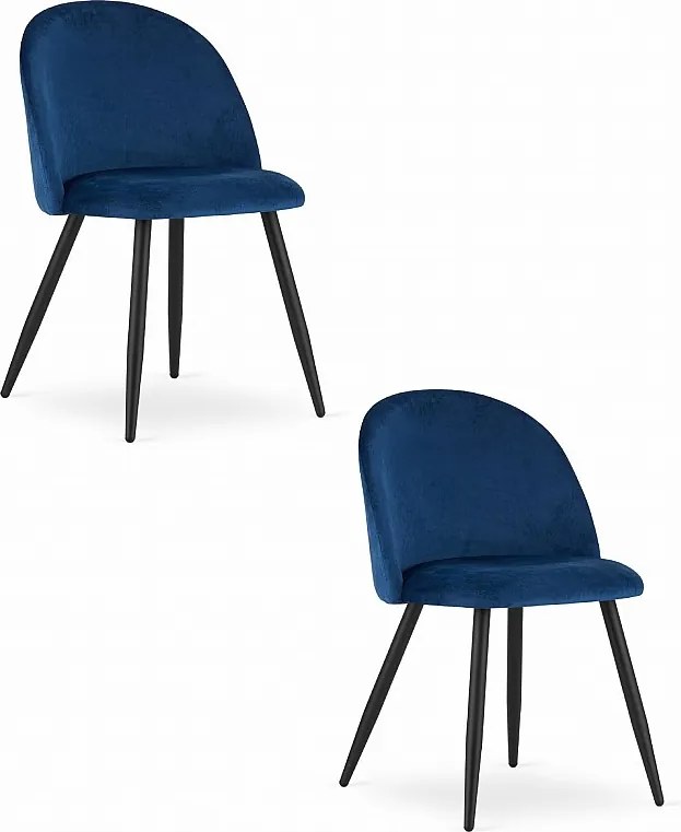 Krzesło Valora BELLO, granatowe, aksamitne, czarne, nogi, zestaw 2 szt.