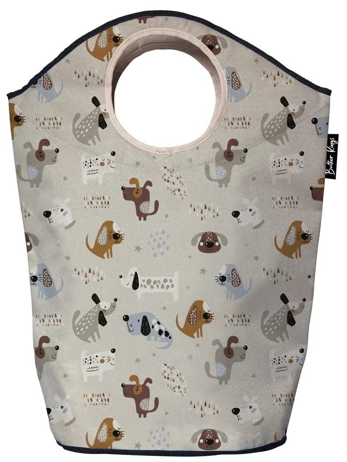 Beżowy tekstylny dziecięcy kosz na zabawki 57x26x70 cm Woof Woof – Butter Kings