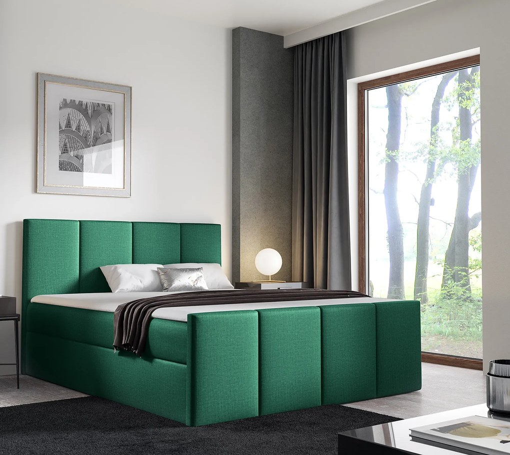 Zielone pikowane łóżko kontynentalne 5 rozmiarów K0-W04