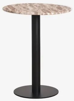 Okrągły Barowy Stół Z Naturalnego Kamienia Xiren Ø60 Cm & Czarny & Marmur Beżowy Panther - Sklum