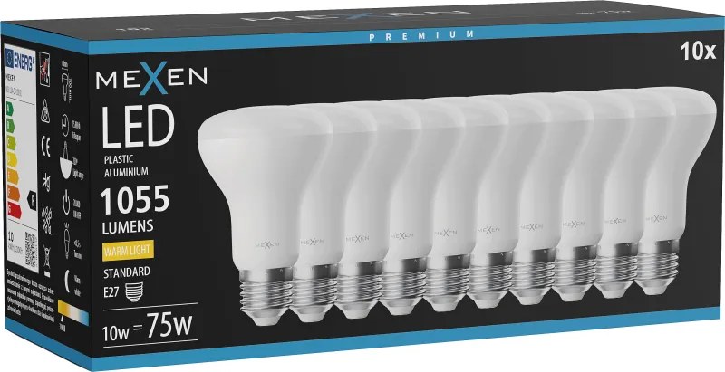 Mexen Nova 10x żarówka LED E27, R63, 10W, Ciepła - 3000K, 1055 lm - L104-E27-1030-01x10