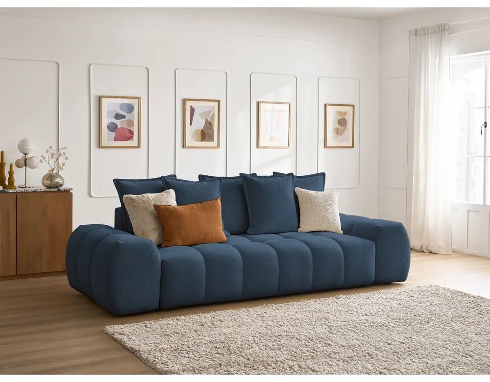 Ciemnoniebieska sofa z tkaniny szenilowej 278 cm Everest – Bobochic Paris