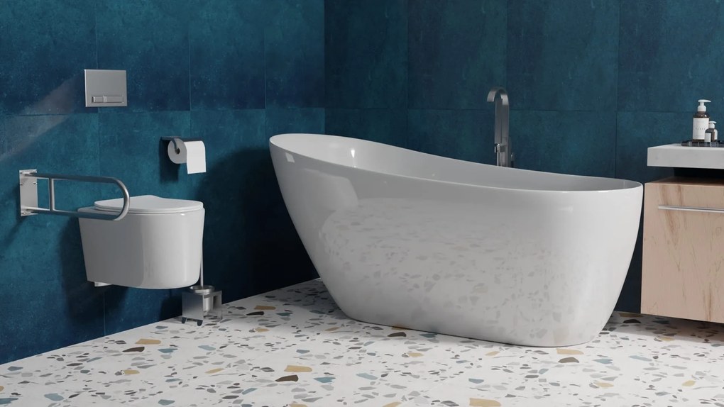 Uchwyt łazienkowy półokrągły stały srebrny