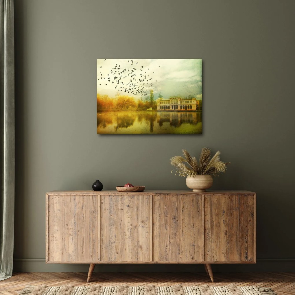 Obraz namalowanego krajobrazu z rezydencją (70x50 cm)