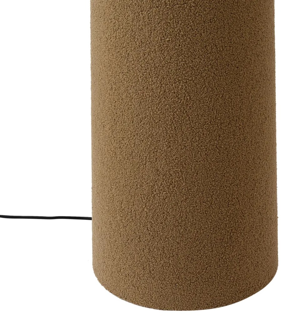 Lampa podłogowa Japandi brązowa tkanina typu teddy 2-źródła światła - TrompetJapandi Oswietlenie wewnetrzne