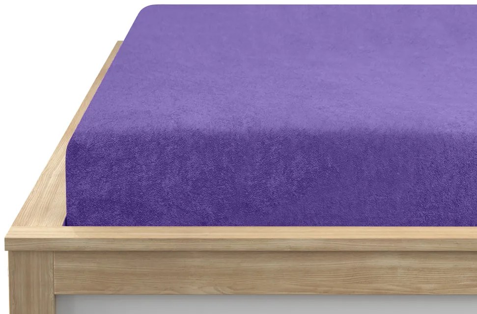 PrzytulneMieszkanie.pl Frotte prześcieradło ciemnofioletowe 200 x 220 cm