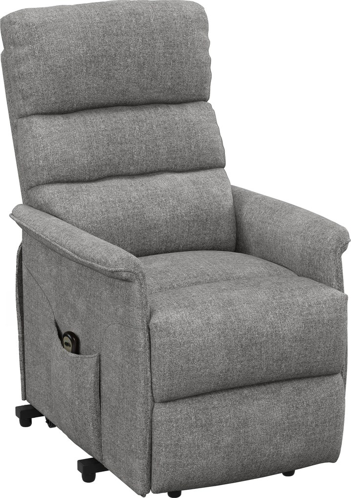 HOMCOM Fotel relaksacyjny z funkcją wstawania regulowane oparcie i podnóżek do 120 kg szary 66x90x96 cm | Aosom PL