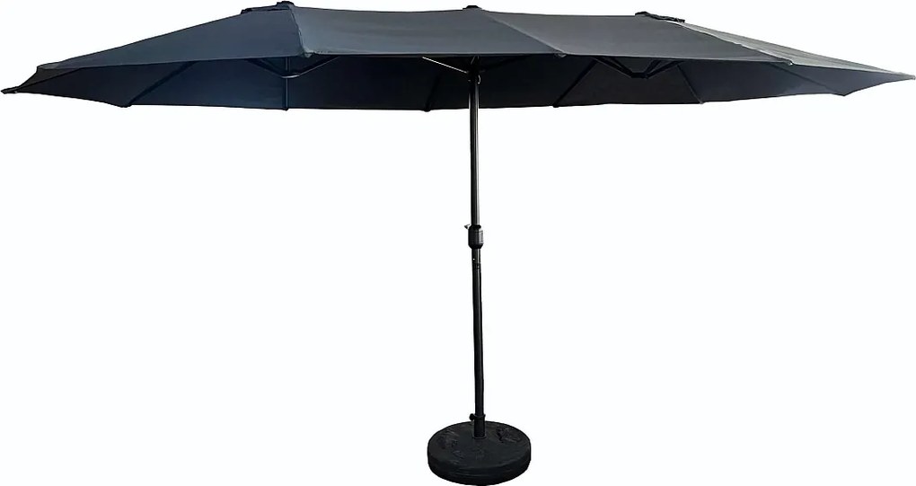 Podwójny parasol ogrodowy TILIA w kolorze ciemnoszarym waga 12,3 kg wymiary 460x270x245 cm
