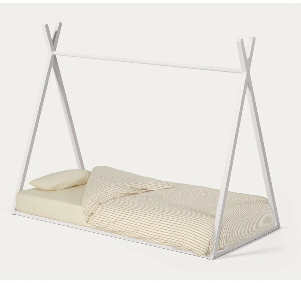 Białe łóżko dziecięce z litego drewna bukowego w kształcie domku ze stelażem 90x190 cm Maralis – Kave Home
