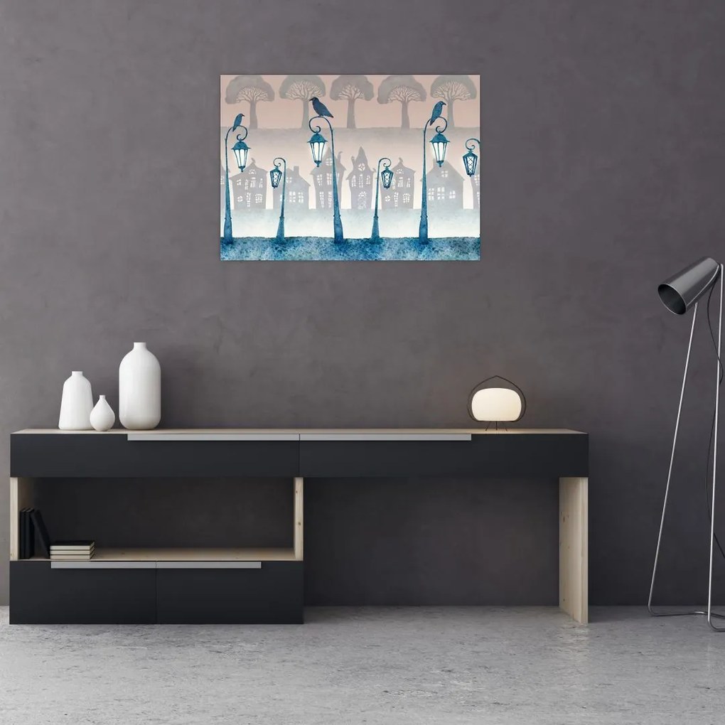 Obraz - Kruki strzegące miasta (70x50 cm)