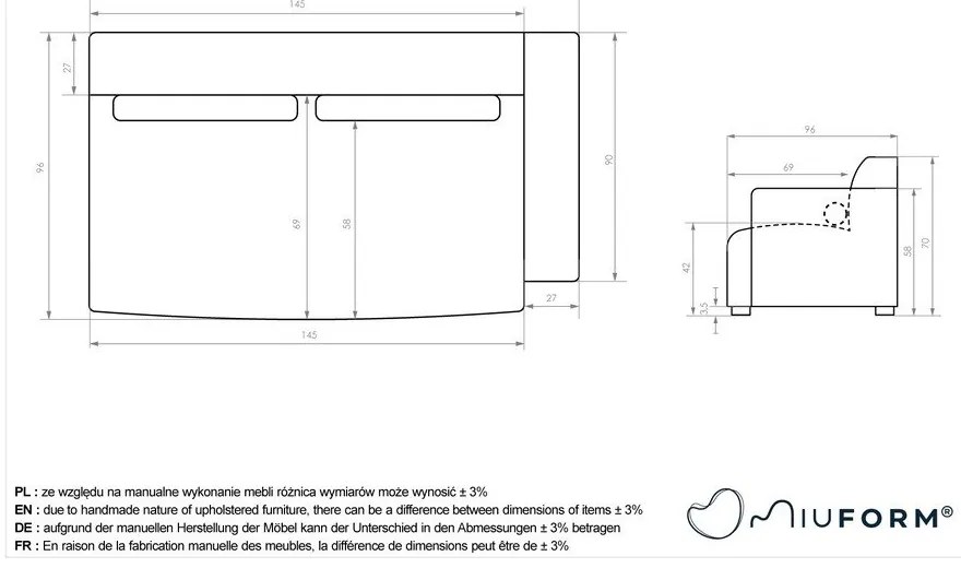 Biały moduł sofy (prawostronny) Flex Felix – Miuform
