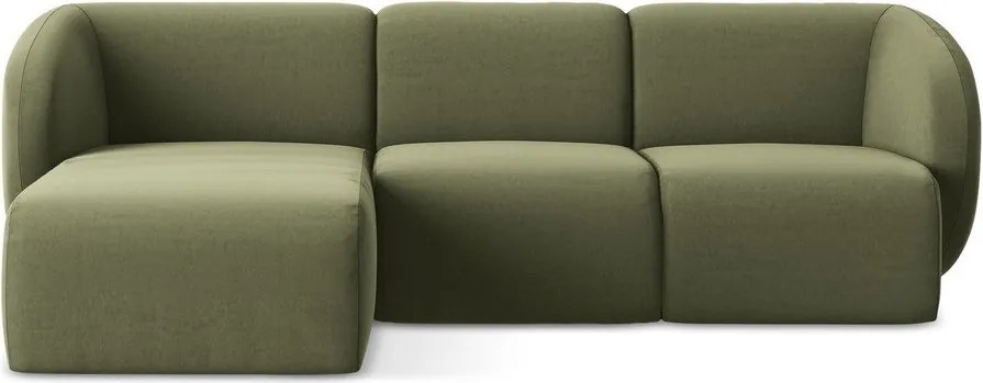 Zielony aksamitny narożnik (lewostronny/z szezlongiem) Lani – Makamii