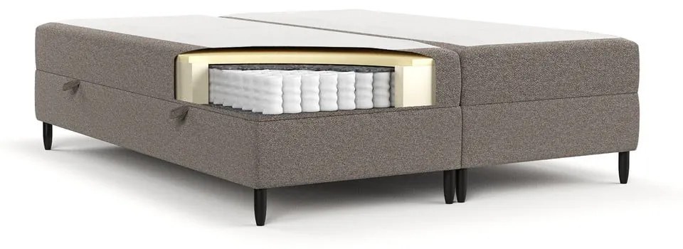 Brązowe łóżko boxspring ze schowkiem 160x200 cm Malte – Maison de Rêve