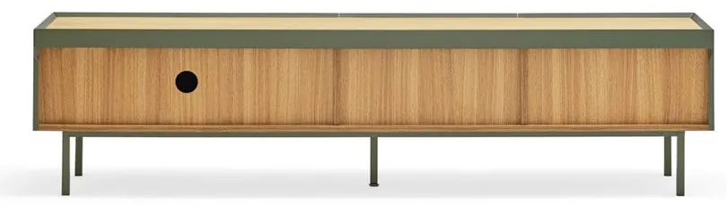 Zielono-naturalna szafka pod TV w dekorze dębu 180x45 cm Arista – Teulat