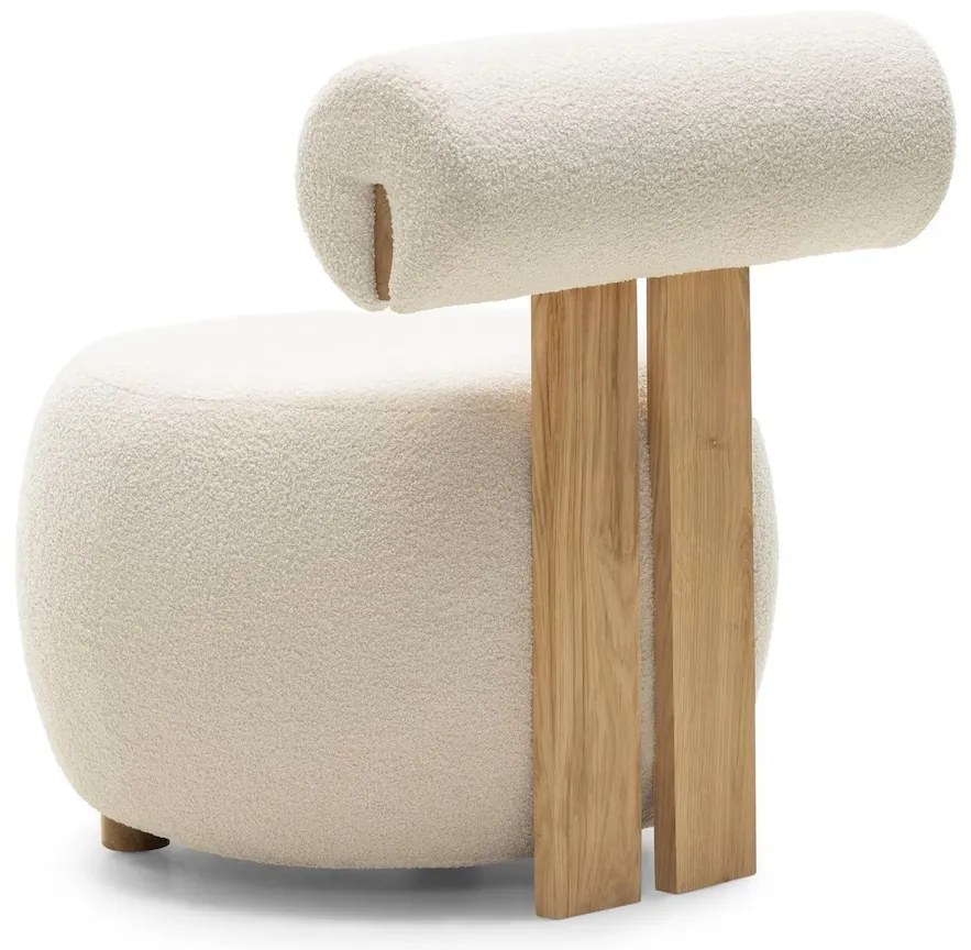 Kremowy designerski fotel HANNA, dąb
