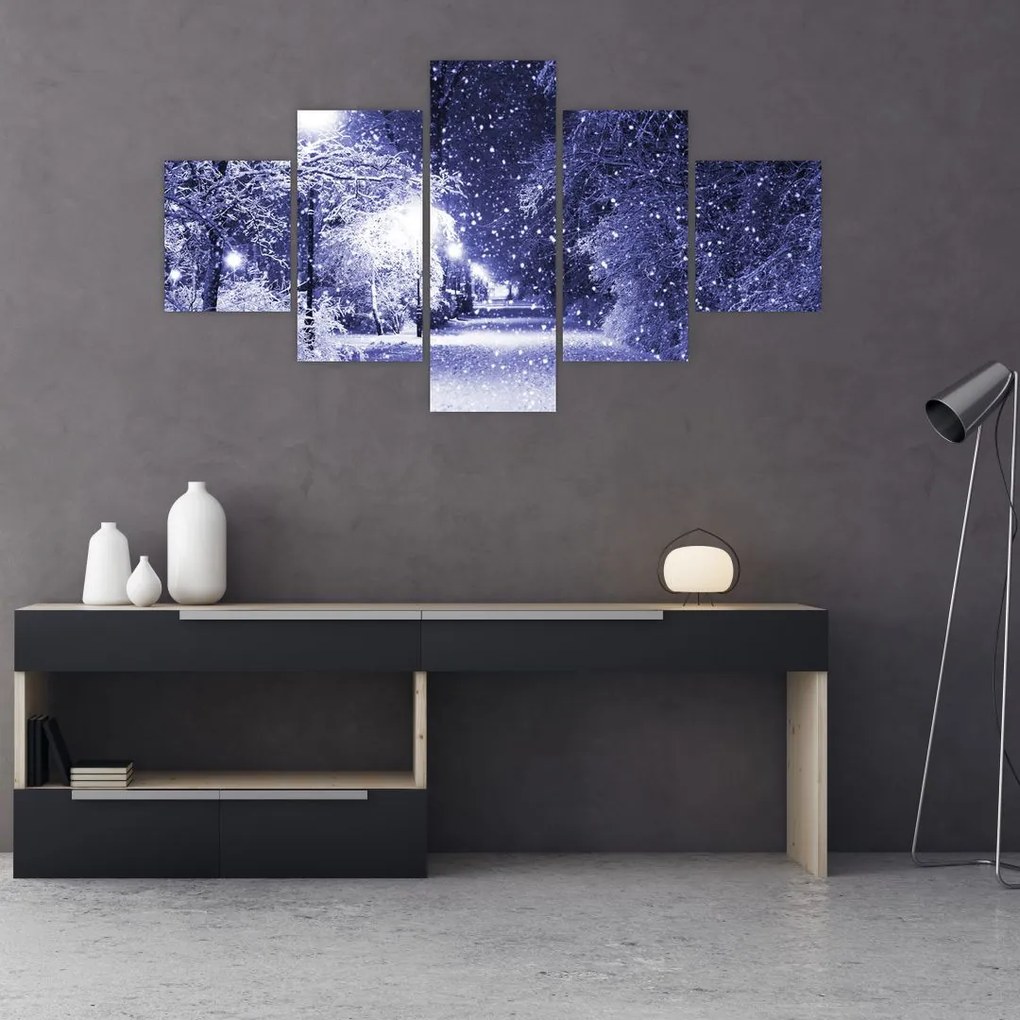 Obraz - Magiczna zimowa noc (125x70 cm)