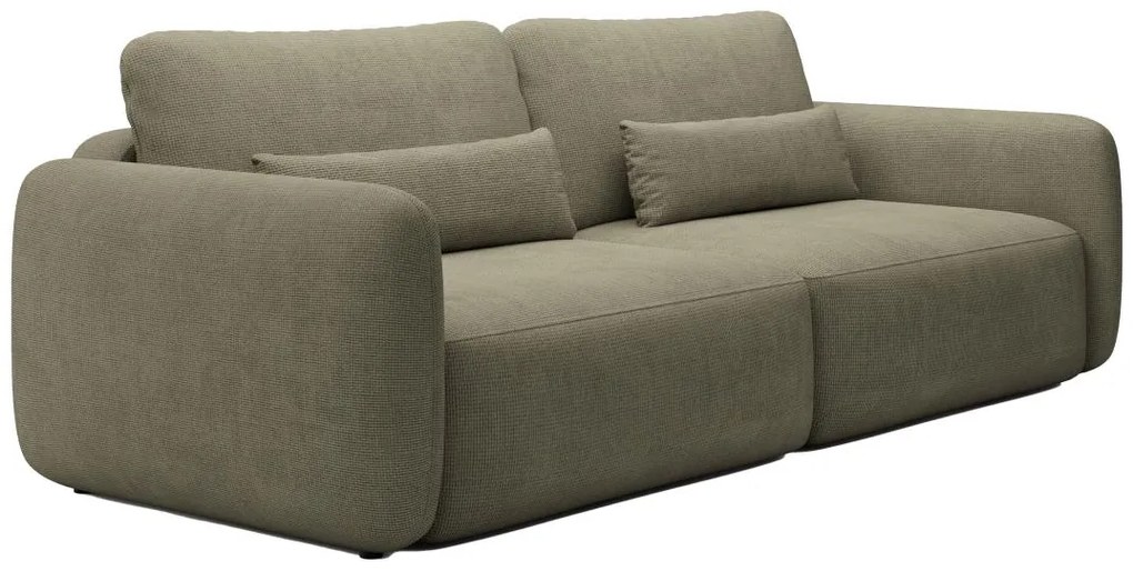 Kanapa 3-osobowa rozkładana z zieloną teksturowaną tapicerką - VOPOZA