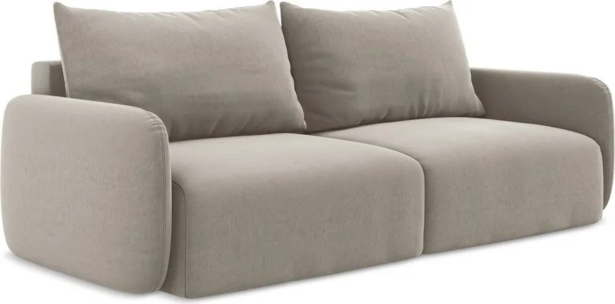 Szarobrązowa aksamitna rozkładana/ze schowkiem sofa 238 cm Kalena – Makamii