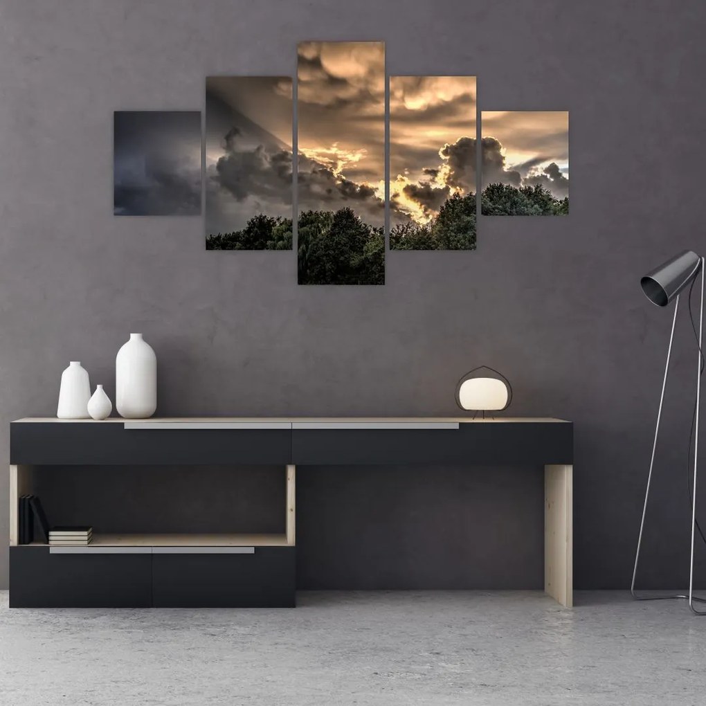Obraz chmur i lasu (125x70 cm)