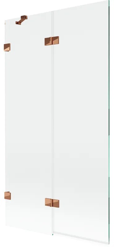 Mexen Lunar parawan nawannowy 2-skrzydłowy lewy 100 x 150 cm, transparent, różowe złoto - 897-100-100-60-00-L