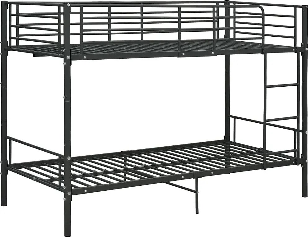 Czarne Metalowe Łóżko Piętrowe 90X200 Cm C4-L34