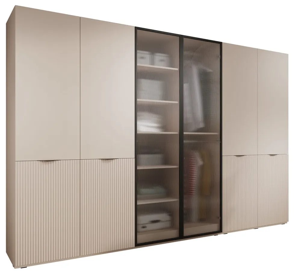 Modułowa szafa PENBOX 303 cm - w kolorze beżu