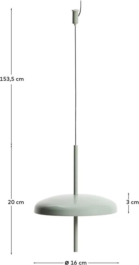 Jasnozielona lampa sufitowa LED ze ściemniaczem z metalowym kloszem ø 16 cm Porte – Kave Home