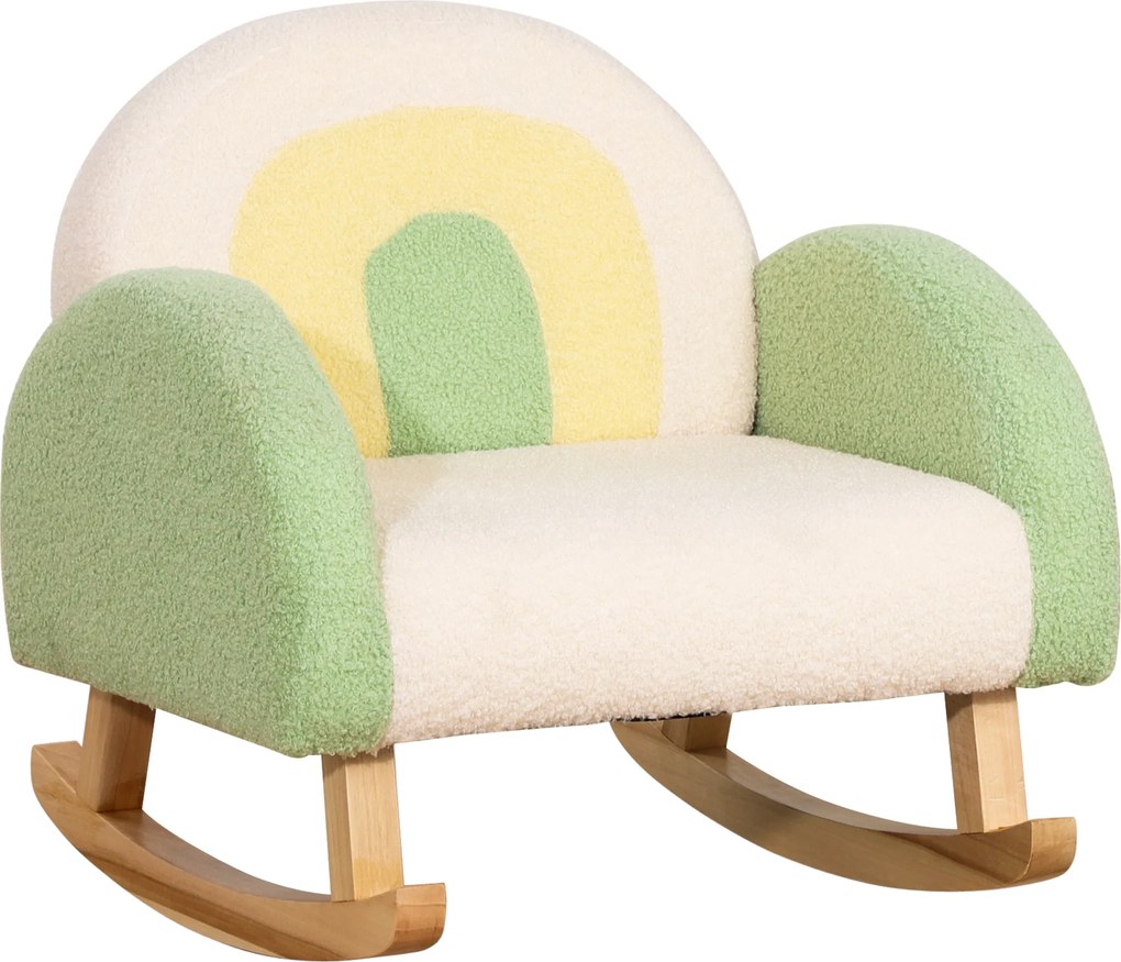 HOMCOM Bujak Dla Dzieci Uroczy Design Drewno Eukaliptusowe Imitacja Futra Zielony | Aosom PL
