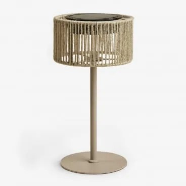 Bezprzewodowa Zewnętrzna Lampa Stołowa Solarna Led Z Żelaza I Plecionego Sznurka Krabi Moka Brown - Sklum