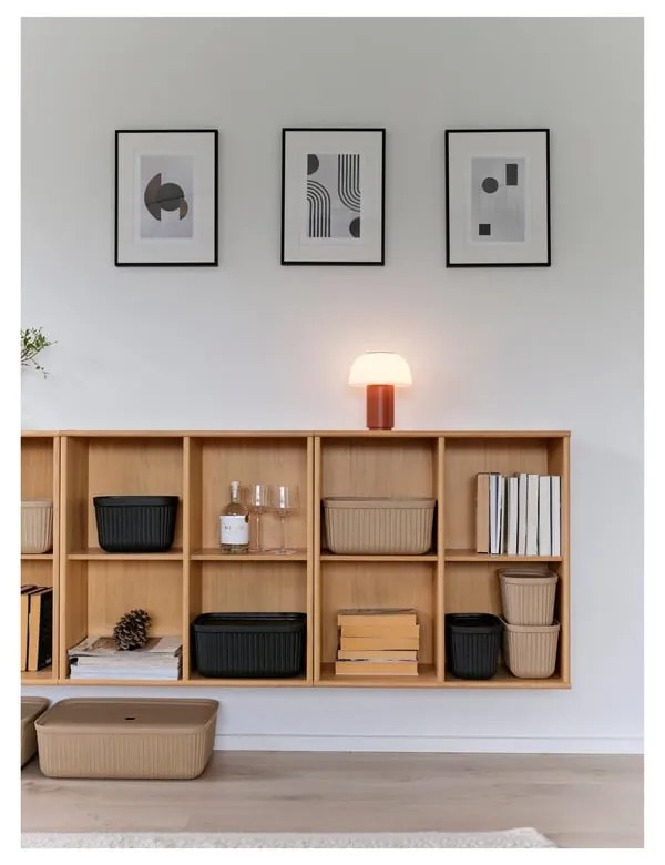 Jasnobrązowe pojemniki zestaw 2 szt. z pokrywką 32x23x20,5 cm Pulp – Zone