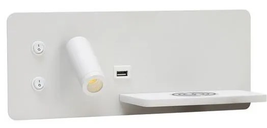 Immax 08285L-LED Kinkiet z półką, USB i ładowaniem bezprzewodowym LED/3W/230V + LED/3W