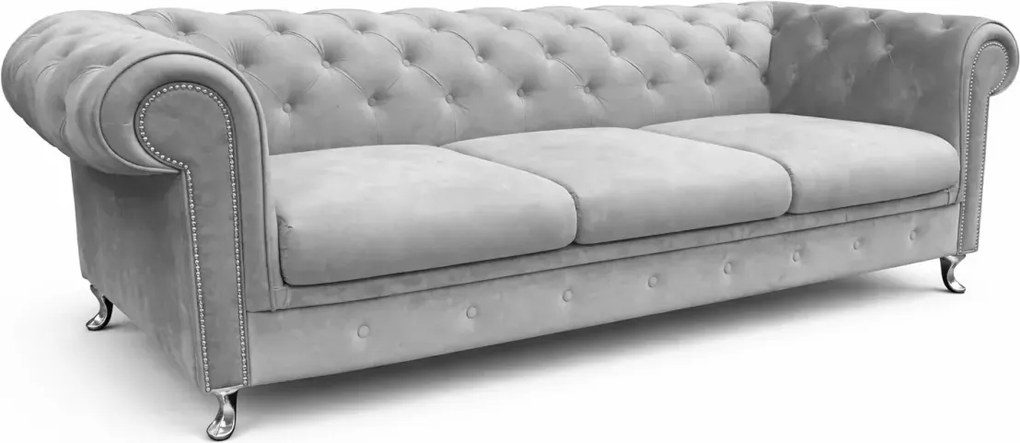 Pikowana sofa 3 osobowa Chesterfield Prima - sofa glamour do salonu