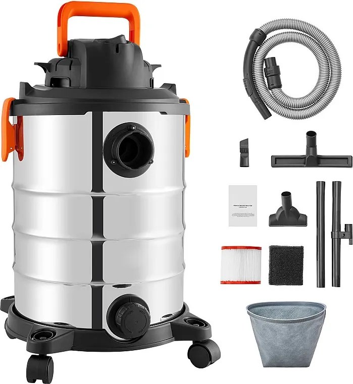 Odkurzacz na Mokro/Sucho SucceBuy, 4,47 kW, 30 L, Dysza ze Stali Nierdzewnej, Srebrny