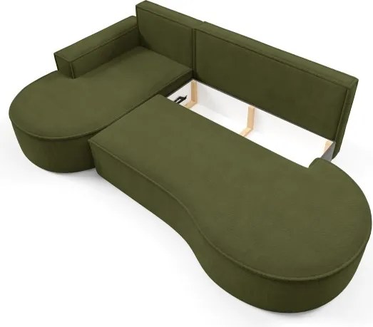 Narożnik MOLLY Lewostronny z funkcją spania, wolnostojący tkanina CURIO 39 Zielony