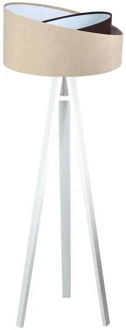 Beżowo-biała drewniana lampa stojąca - S026 B0-D15