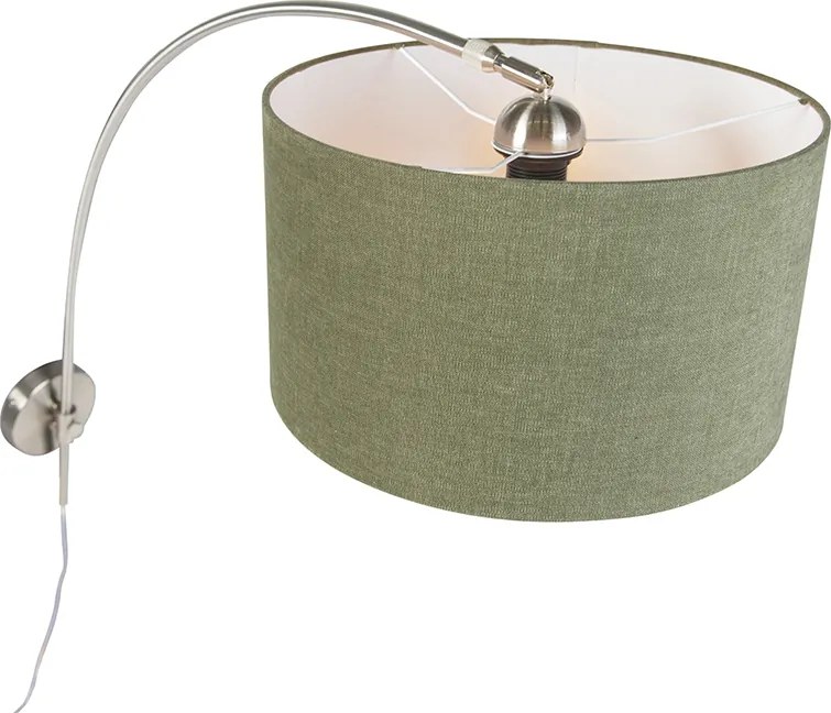 Lampa ścienna łukowa stalowa z kloszem zielonym 35/35/20 regulowana