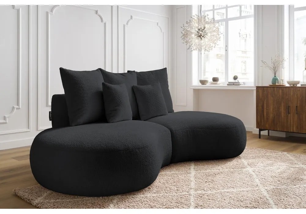 Ciemnoszara sofa z materiału bouclé 260 cm Saint-Germain – Bobochic Paris