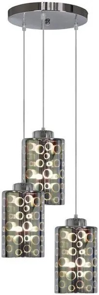 Chromowana potrójna lampa wisząca ze szklanym kloszem - V058 G1-D28